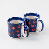 Blue Floral Ceramic Coffee Mug - Set of 2 (Small) - Eyaas